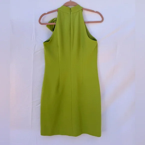 Vince Camuto Lime Green Bow-Tie Halter Shift Dress - Picture 4 of 5